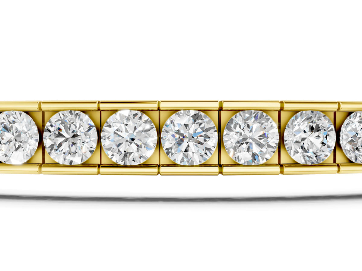 Yellow gold Round Diamond Channel-Set Tennis Bracelet with Box Clasp_1