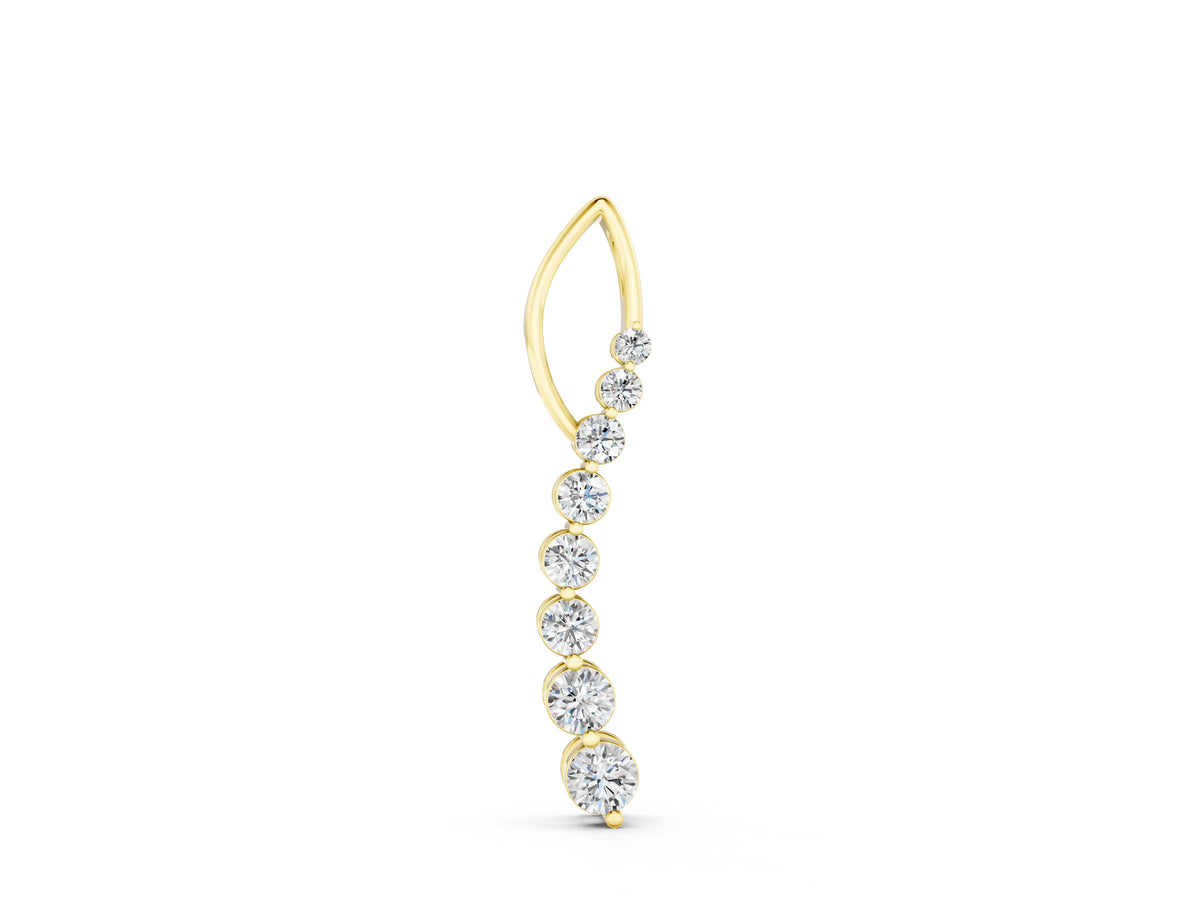 Yellow gold Round Diamond Channel Set Vertical Bar Pendant
