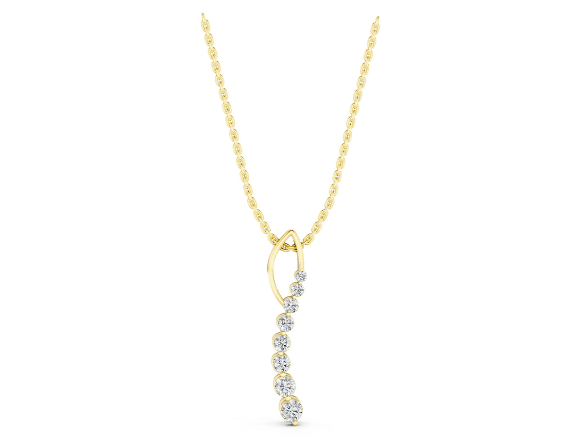 Yellow gold Round Diamond Channel Set Vertical Bar Pendant_1