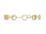Yellow gold Round Diamond Circle Link Tennis Bracelet with Pavé Setting