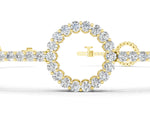 Yellow gold Round Diamond Circle Link Tennis Bracelet with Pavé Setting_1