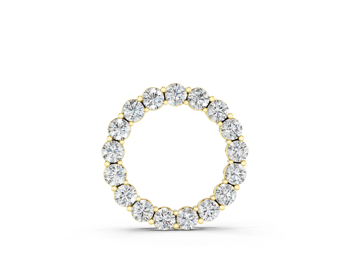 Yellow gold Round Diamond Circle Pendant with Prong Setting