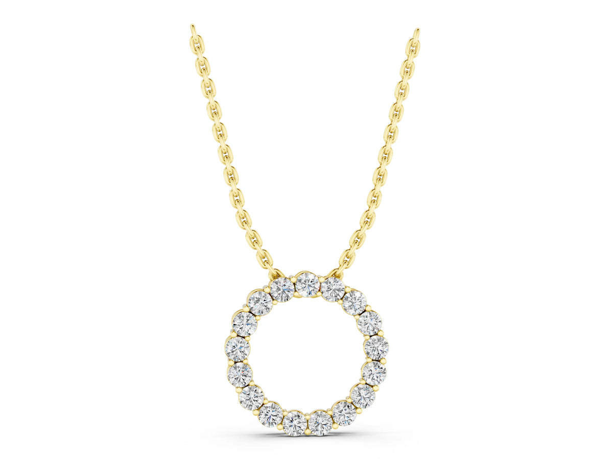 Yellow gold Round Diamond Circle Pendant with Prong Setting_1