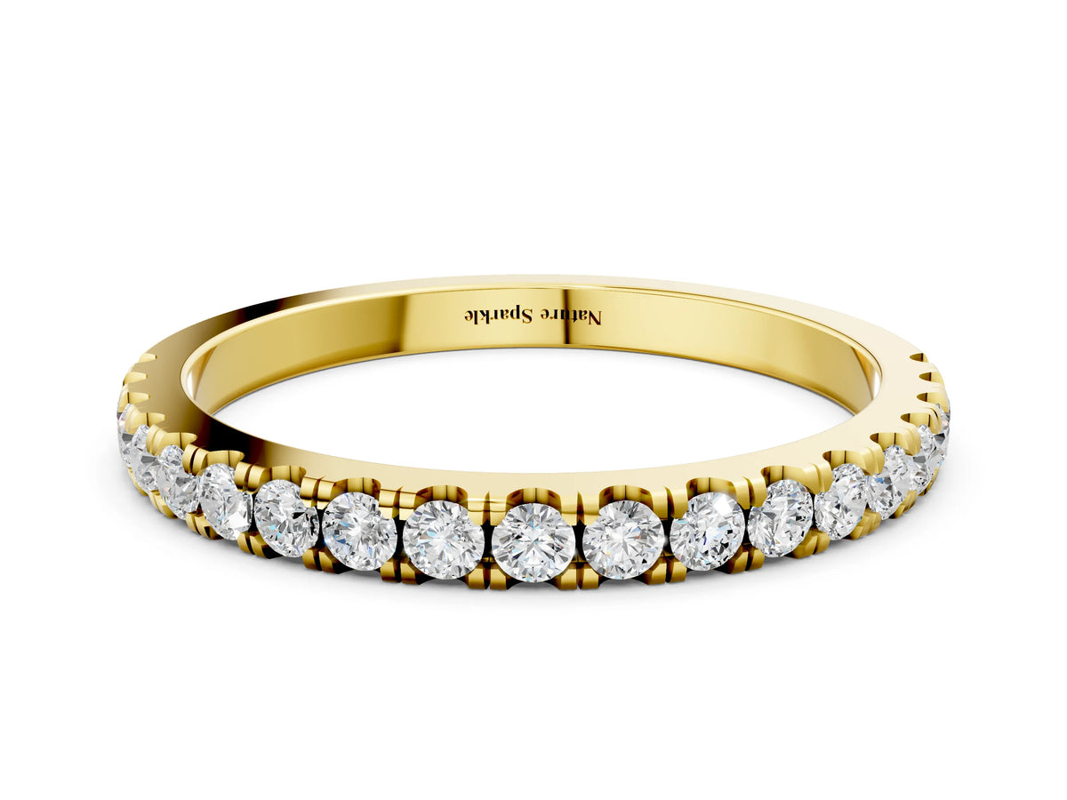 Yellow gold Round Diamond Classic Half Eternity Band with Shared Prong Setting