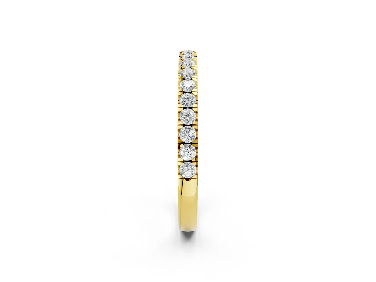 Yellow gold Round Diamond Classic Half Eternity Band with Shared Prong Setting_2