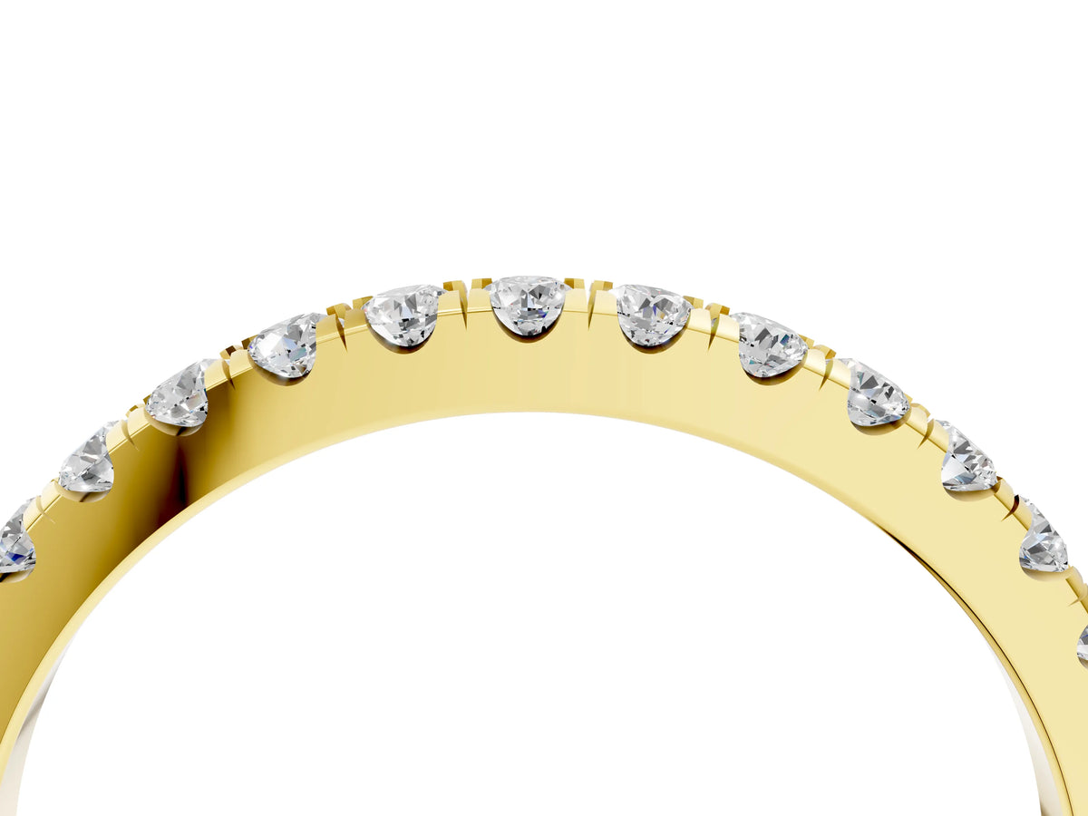 Yellow gold Round Diamond Classic Half Eternity Band with Shared Prong Setting_4