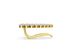 Yellow gold Round Diamond Climber Earrings with Prong Setting on Curved Band_2