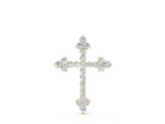 Yellow gold Round Diamond Cluster Cross Pendant with Prong Setting