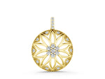 Yellow gold Round Diamond Cluster Flower Pendant