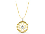 Yellow gold Round Diamond Cluster Flower Pendant_1