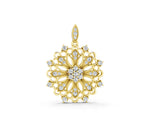 Yellow gold Round Diamond Cluster Milgrain Pendant
