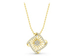 Yellow gold Round Diamond Cluster Pendant with Prong Setting_1