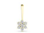 Yellow gold Round Diamond Cluster Pendant with Six-Prong Setting