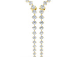 Yellow gold Round Diamond Curved Drop Earrings