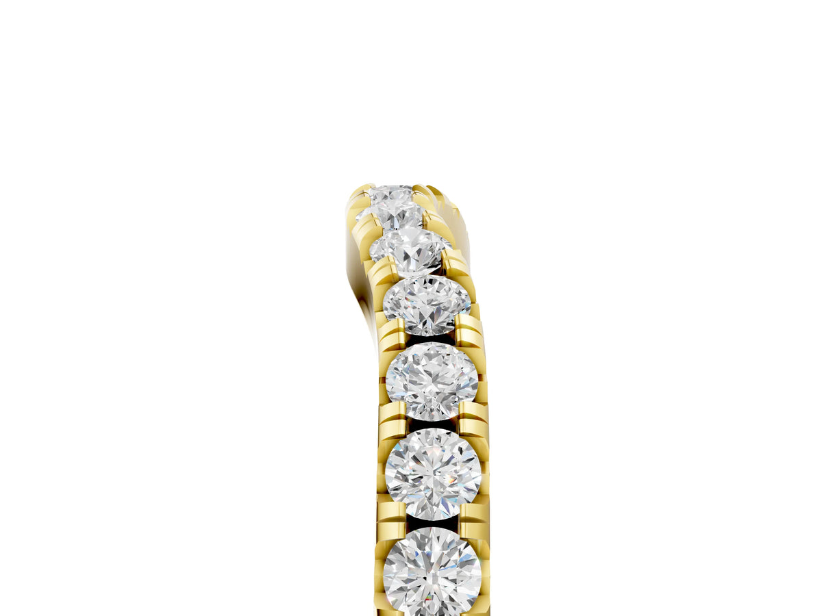 Yellow gold Round Diamond Curved Pavé Wedding Band with Shared Prong Setting_5
