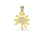 Yellow gold Round Diamond Daisy Flower Pendant with Diamond Accents