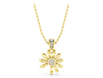 Yellow gold Round Diamond Daisy Flower Pendant with Diamond Accents_1