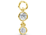 Yellow gold Round Diamond Double Drop Huggie Charm