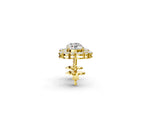 Yellow gold Round Diamond Double Halo Stud Earrings with Prong Setting_2