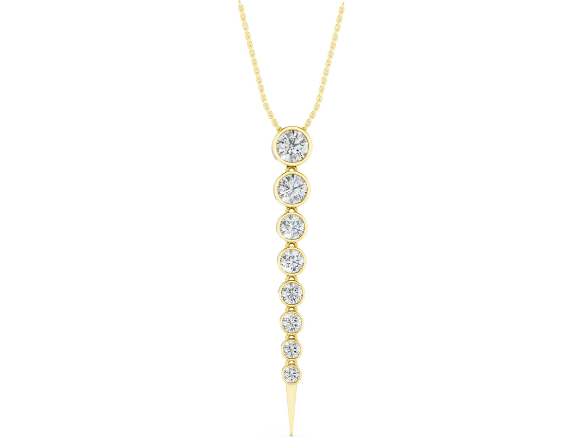 Yellow gold Round Diamond Drop Necklace with Bezel Setting_1