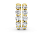 Yellow gold Round Diamond Eternity Hoop Earrings with Scalloped Band and Four-Prong Setting
