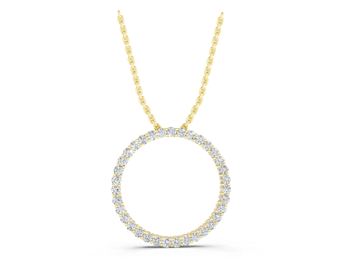 Yellow gold Round Diamond Eternity Pendant with Prong Setting_1