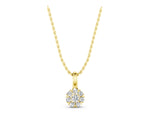 Yellow gold Round Diamond Floral Cluster Pendant with Prong Setting_1