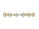 Yellow gold Round Diamond Floral Cluster Tennis Bracelet with Prong Setting