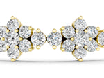 Yellow gold Round Diamond Floral Cluster Tennis Bracelet with Prong Setting_1