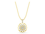 Yellow gold Round Diamond Floral Halo Pendant with Prong Setting_1