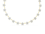 Yellow gold Round Diamond Floral Station Necklace with Diamond Accents