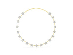 Yellow gold Round Diamond Floral Station Necklace with Diamond Accents_1