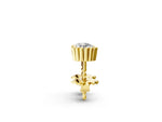Yellow gold Round Diamond Flower Halo Stud Earrings with Petal Prong Setting_2