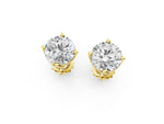 Yellow gold Round Diamond Flower Petal Solitaire Stud Earrings_1