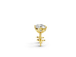 Yellow gold Round Diamond Flower Petal Solitaire Stud Earrings_2