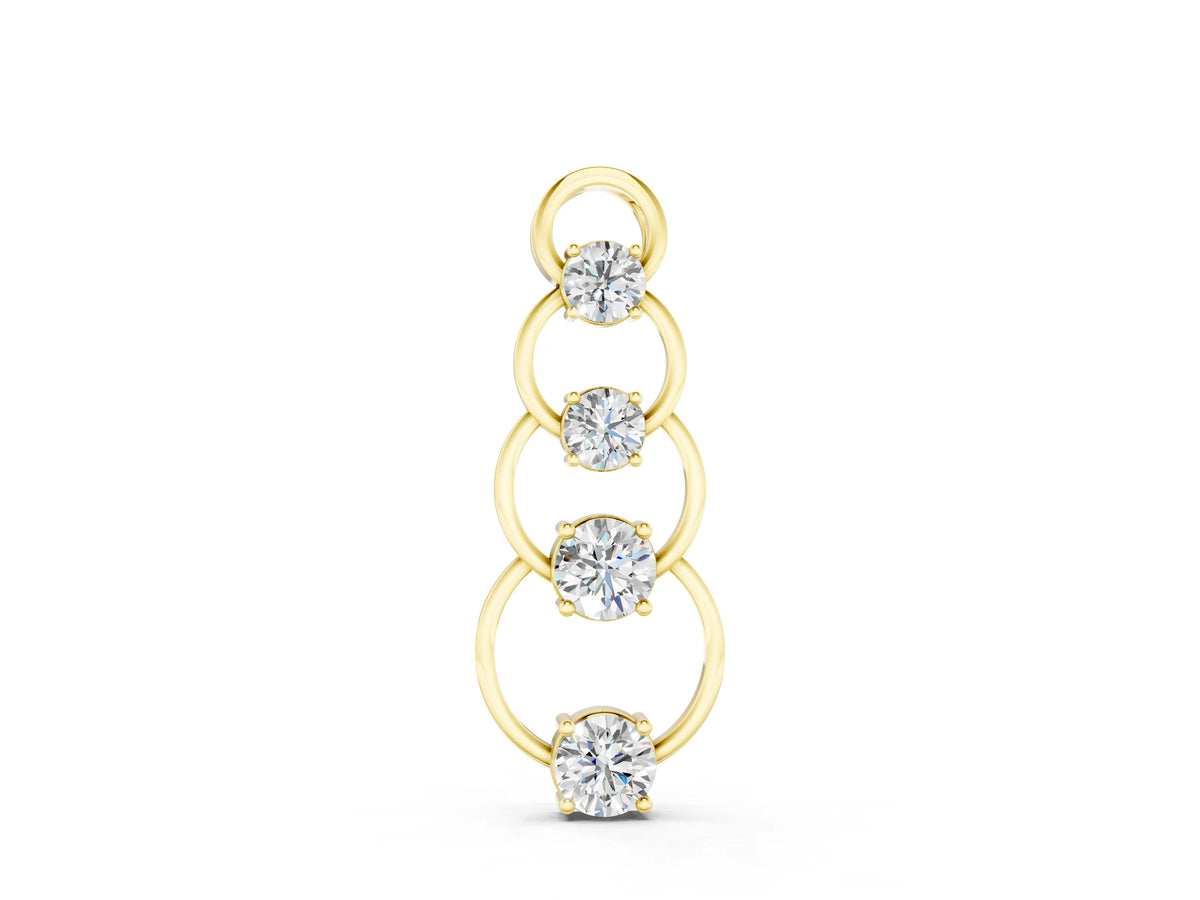 Yellow gold Round Diamond Four-Prong Circle Pendant
