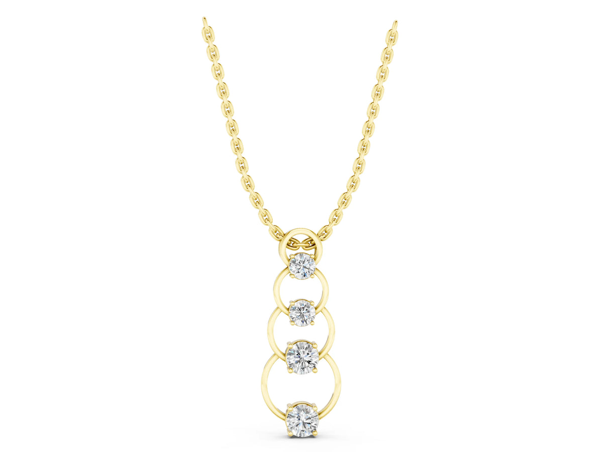Yellow gold Round Diamond Four-Prong Circle Pendant_1