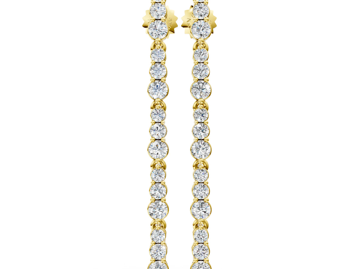 Yellow gold Round Diamond Graduated Dangle Earrings