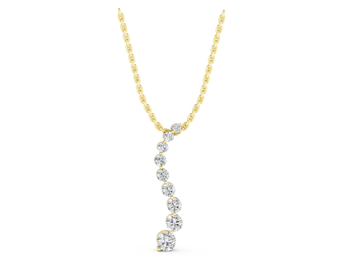 Yellow gold Round Diamond Graduated Prong Set Pendant_1