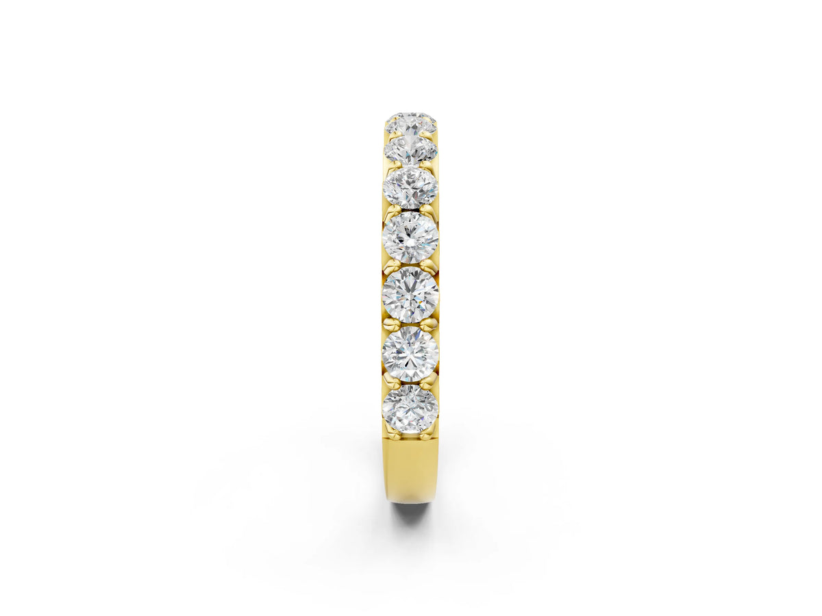Yellow gold Round Diamond Half Eternity Band with Classic Prong Setting_2
