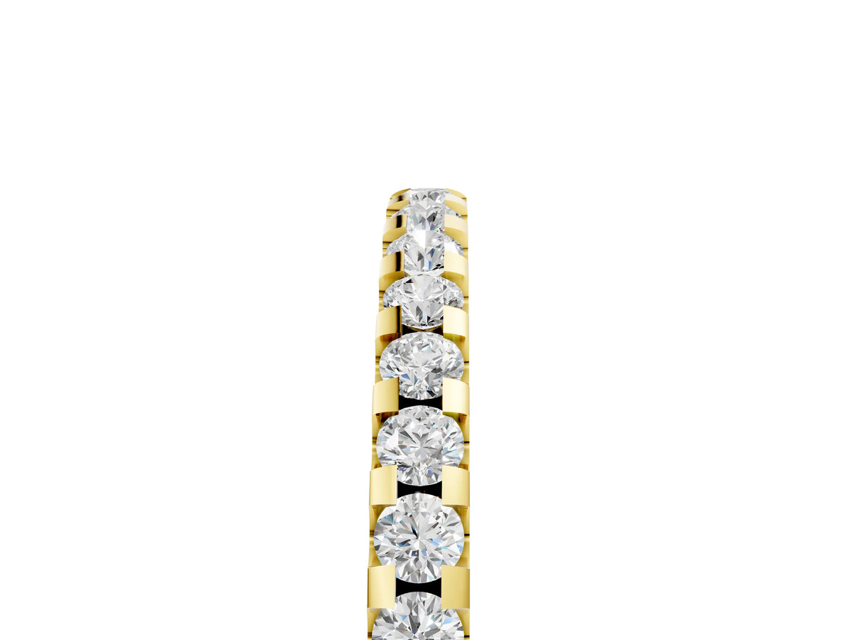 Yellow gold Round Diamond Half Eternity Band with Pavé Setting and Shared Prong_5