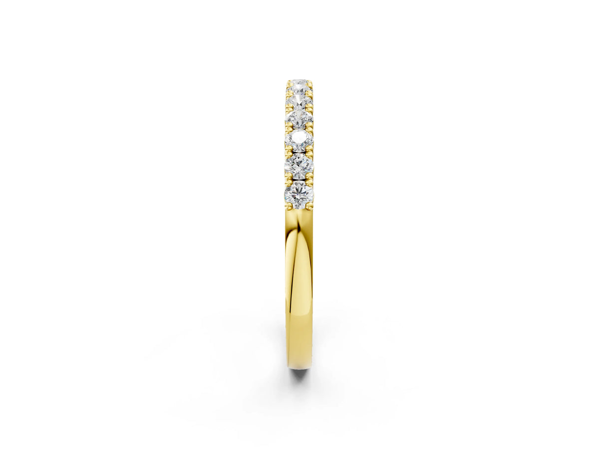 Yellow gold Round Diamond Half-Eternity Band with Shared Prong Setting_2