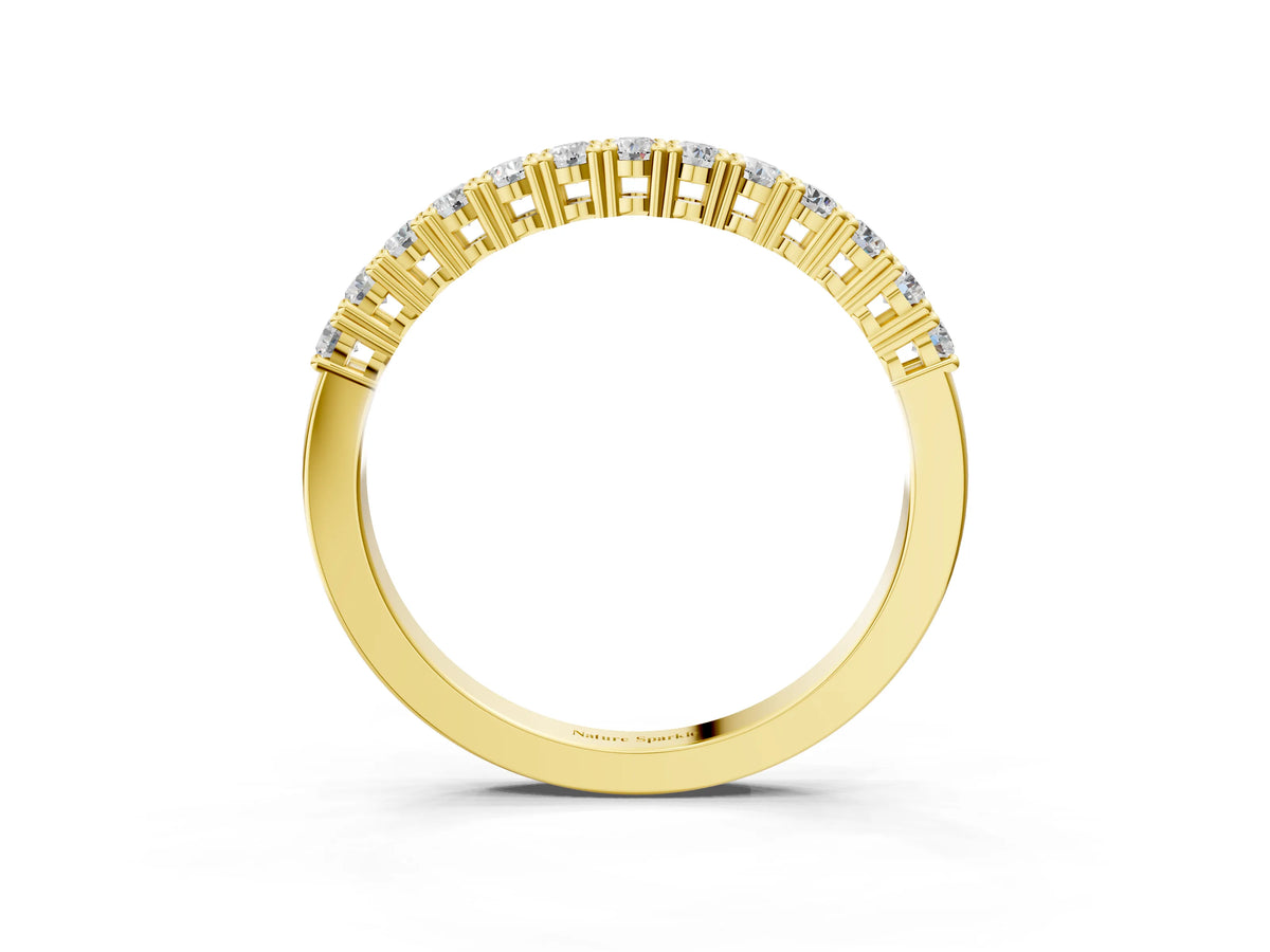 Yellow gold Round Diamond Half-Eternity Band with Shared Prong Setting_3