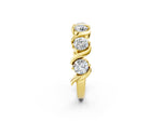 Yellow gold Round Diamond Half Eternity Band with Wave Prong Setting_2