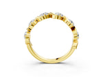 Yellow gold Round Diamond Half Eternity Band with Wave Prong Setting_3