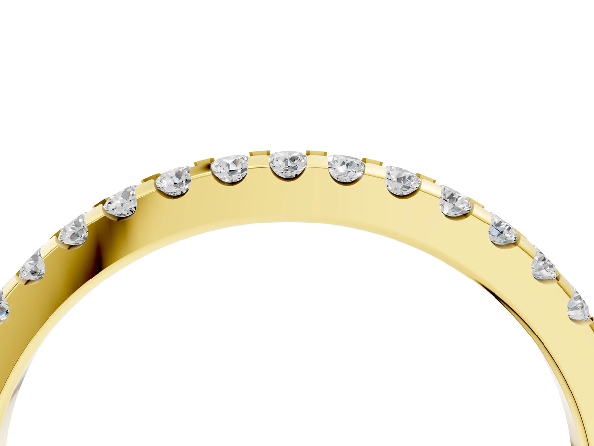 Yellow gold Round Diamond Half Eternity Prong Set Band_4