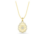 Yellow gold Round Diamond Halo Pendant with Filigree Design_1