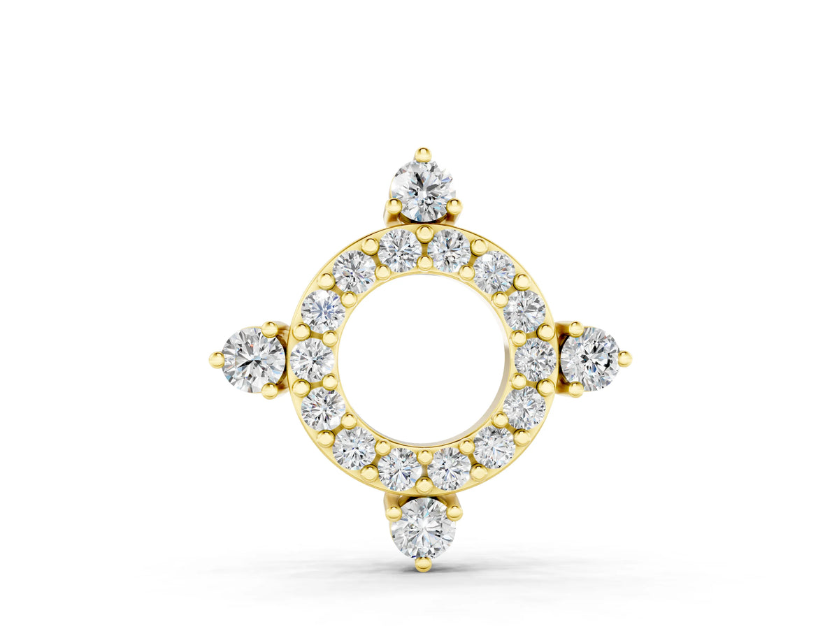 Yellow gold Round Diamond Halo Pendant with Four-Prong Setting