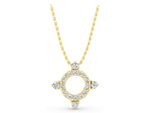 Yellow gold Round Diamond Halo Pendant with Four-Prong Setting_1