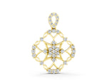 Yellow gold Round Diamond Halo Pendant with Pavé Setting